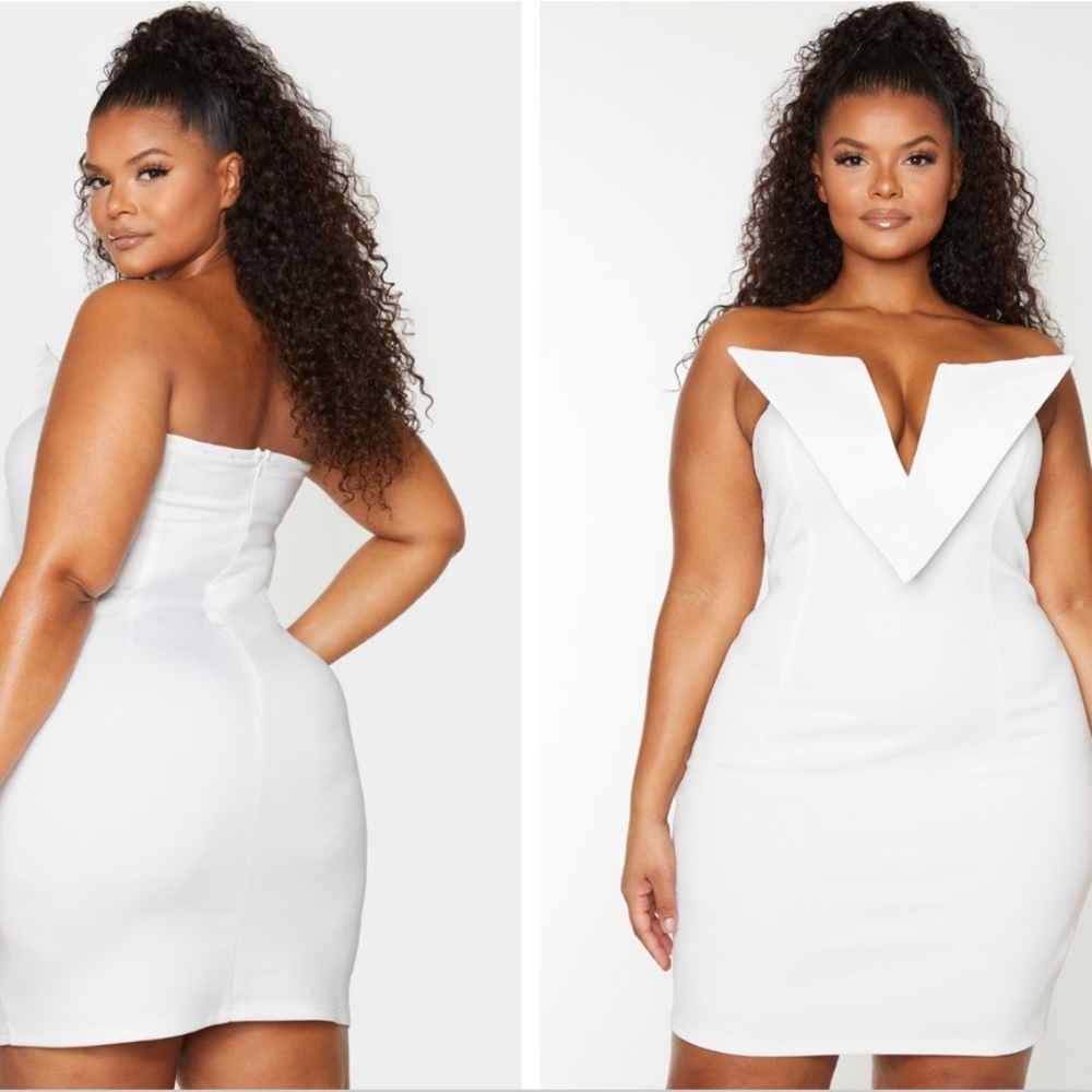 NWT - PrettyLittleThing Dress Size XL White